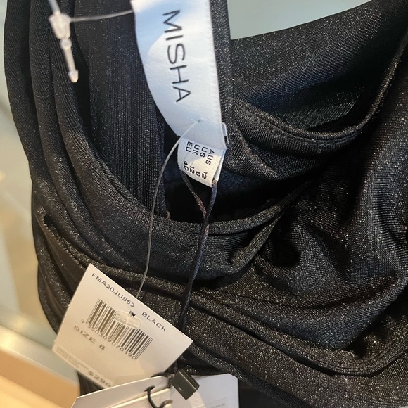 MISHA COLLECTION NWT Pantsuit Black Ruched Wide Leg size 8 - Picture 6 of 6